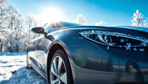 Enhancing winter car protection Chattanooga with professional auto detailing in snowy surroundings.