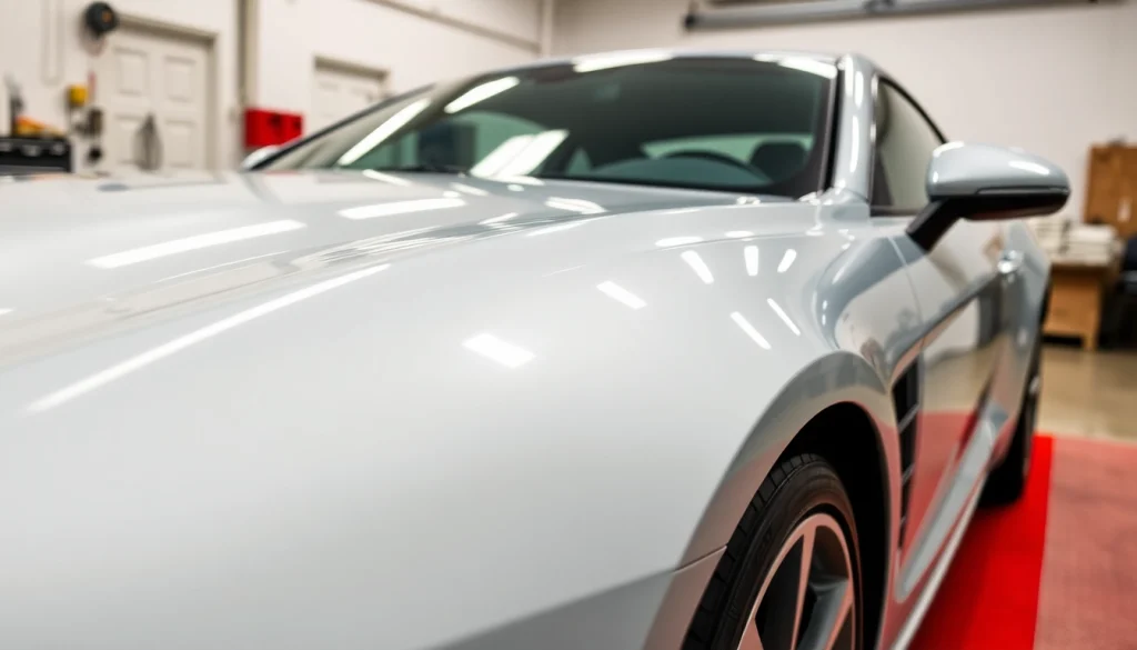 Applying PPF Chattanooga on a vehicle showcasing clear protection film in a professional setting.