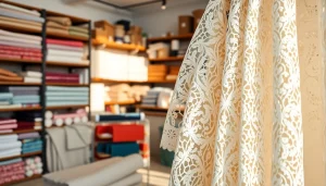 Kant stof kopen: een aantrekkelijke weergave van kantstoffen in een stoffenwinkel.