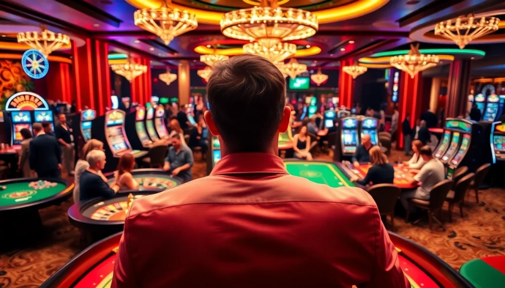 Vivez l'excitation du meilleur casino en ligne France avec des joueurs profitant de divers jeux et d'éléments de casino vibrants.