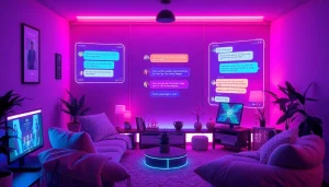 NSFW AI chatbots create emotional connections in a cozy, modern setting.