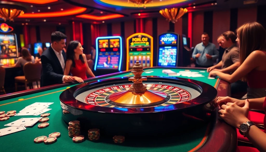 Vivez l'excitation du meilleur casino en ligne 2026 avec des joueurs à une table de roulette.