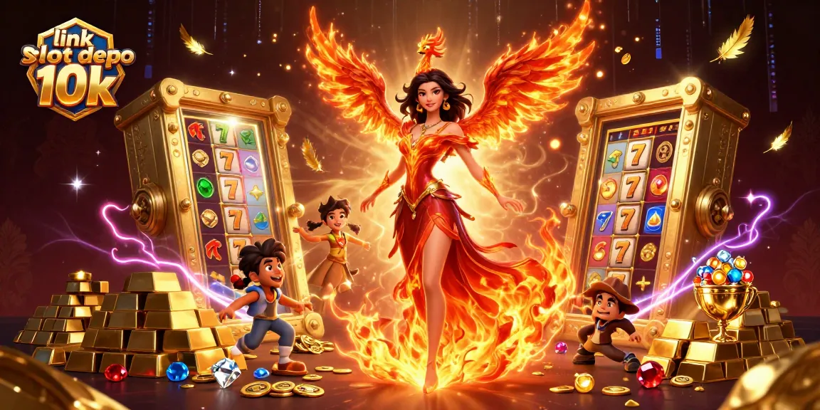 Spin the reels at link slot depo 10k and uncover endless treasures in this vibrant casino artwork.
