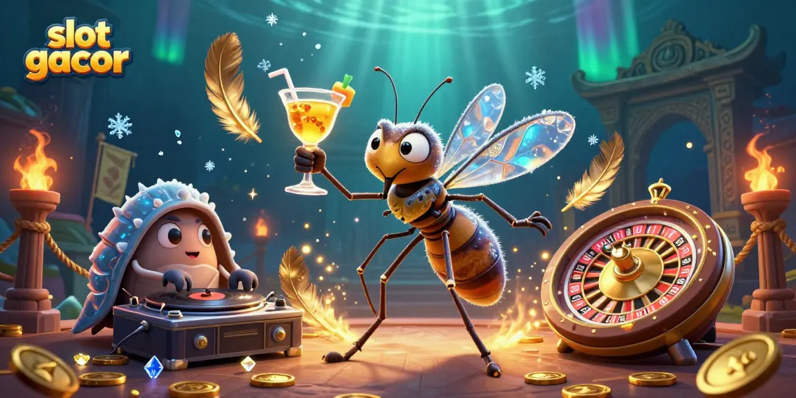 Experience slot gacor excitement with a vibrant casino scene featuring unique characters and dynamic action.