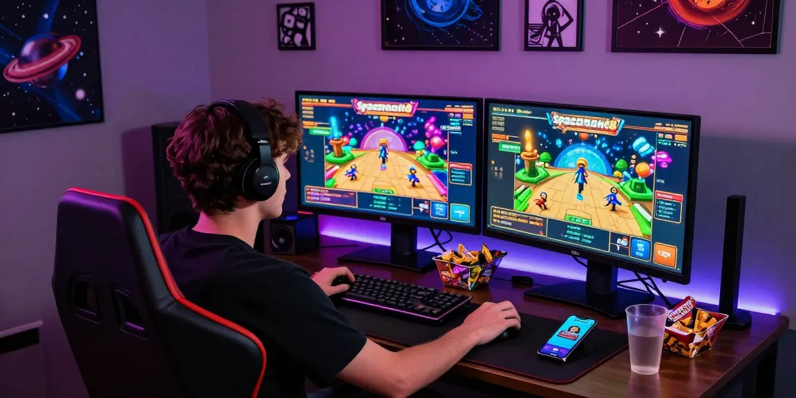 Player engaging with the Spaceman online slot game in a vibrant gaming setup, showcasing excitement and enjoyment.