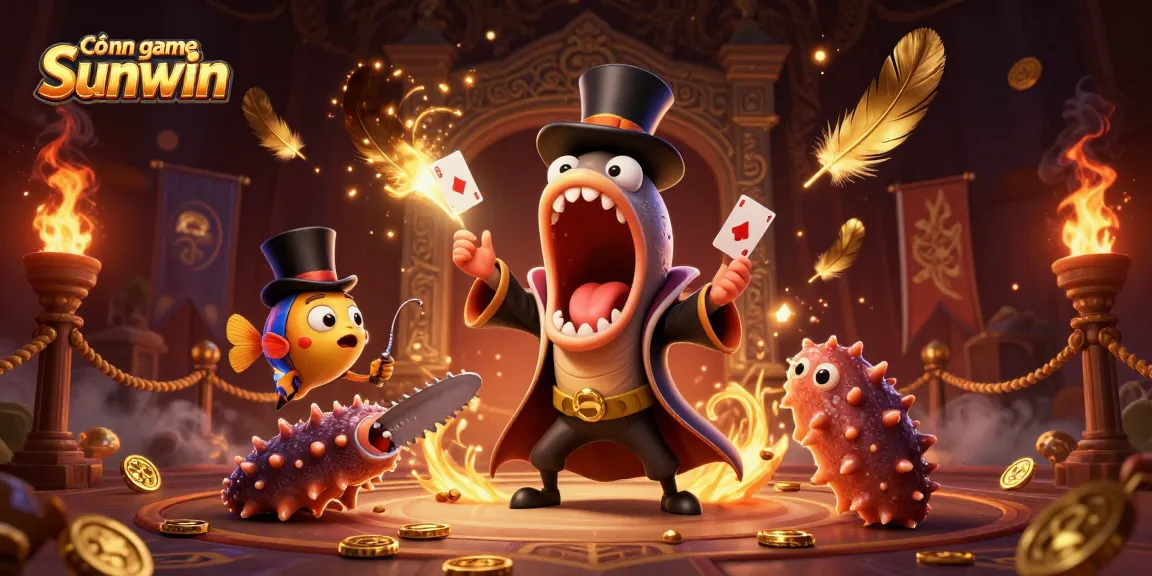 Cổng game Sunwin features a magical scene with a gulper eel performing tricks, highlighting the captivating gaming world.