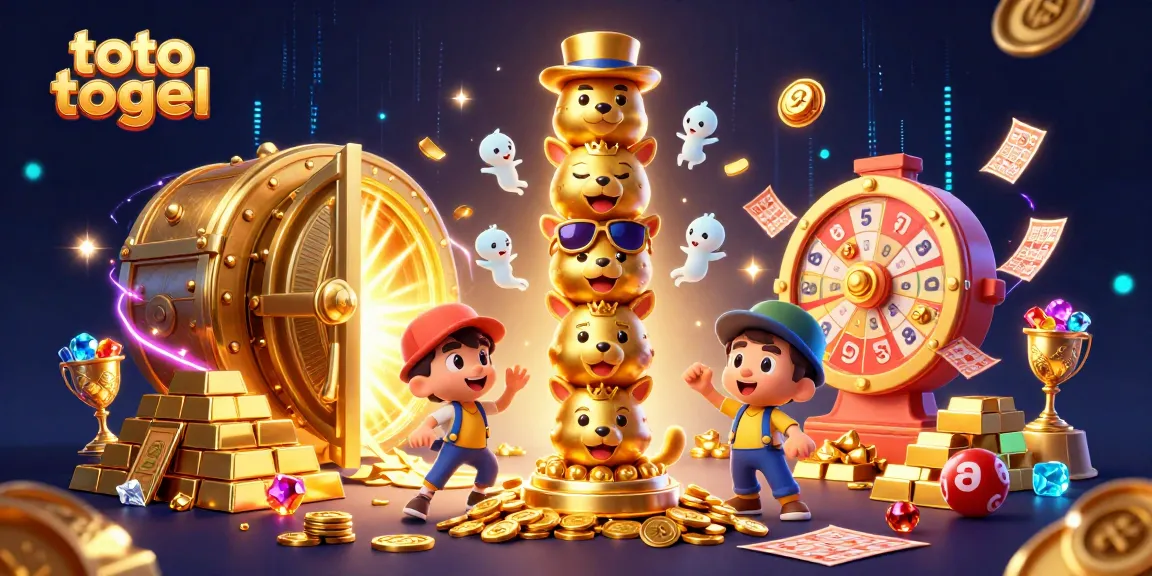Engage in exciting toto togel lottery with a vibrant 3D illustration of playful symbols and riches.