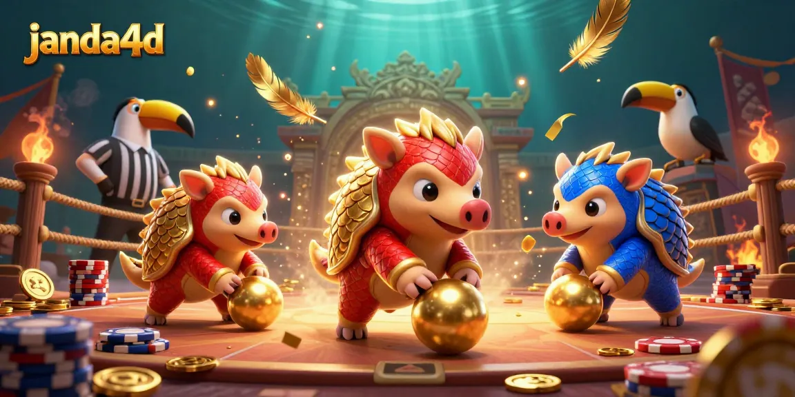 Permainan janda4d dengan pangolin bertarung dan menangkan koin emas dalam kasino online.