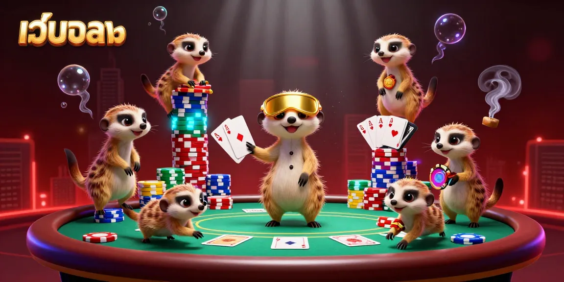 Experience thrilling action at เว็บบอล where meerkats manage an elaborate casino with poker tables and colorful chips.